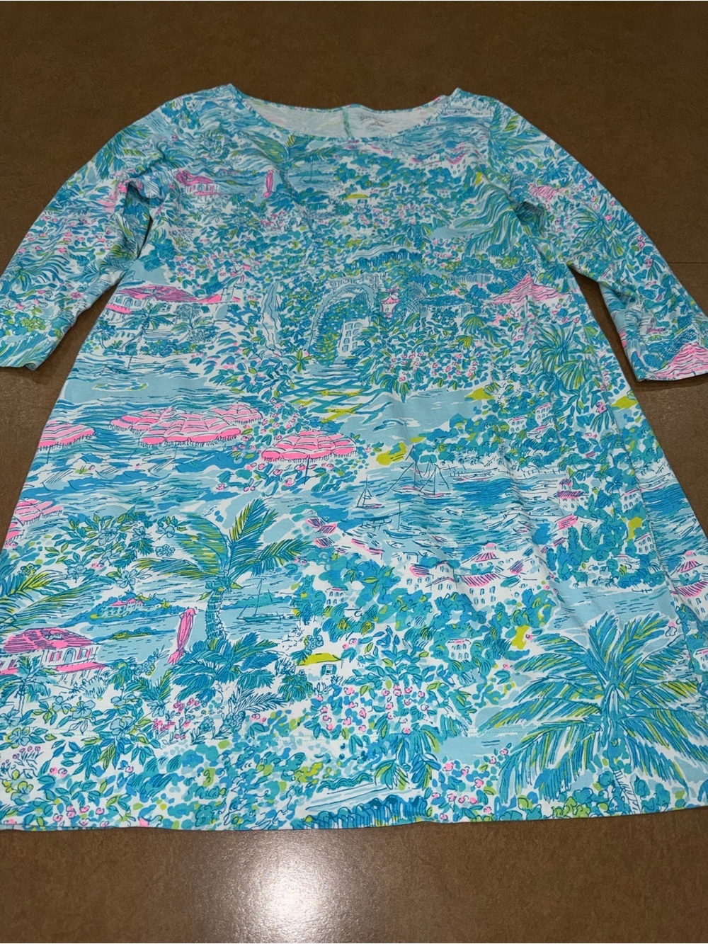 Lilly Pulitzer Sophie What a Lovely Place Aqua, Pink & Lime Tropical Shift • XL